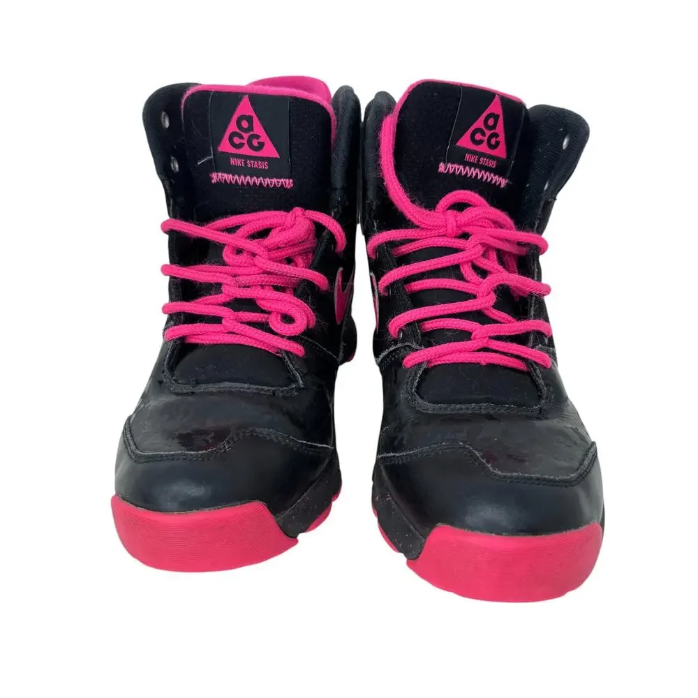 Nike Stasis ACG‎ High Sneakers Youth Size 3.5 Black Pink Logo Lace Up 685610-002